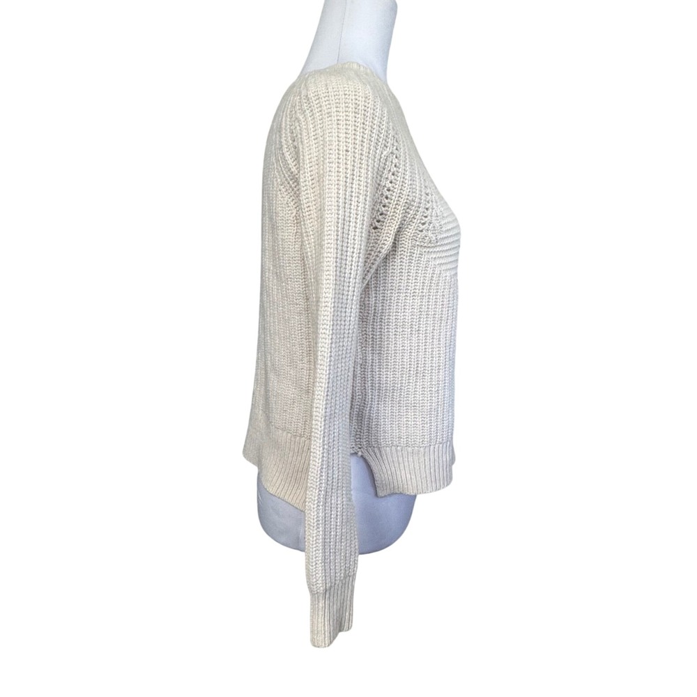 J.Crew Women's Sweater Cream Cotton Wool Knit Normcore Cottage Minimalist XS - Picture 2 of 11